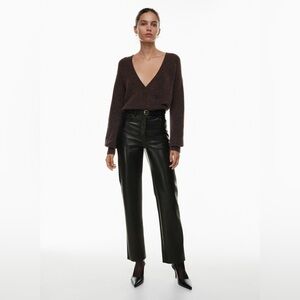 Aritzia Wilfred The Melina Pant Size 0 Black Faux Leather High Rise Straight